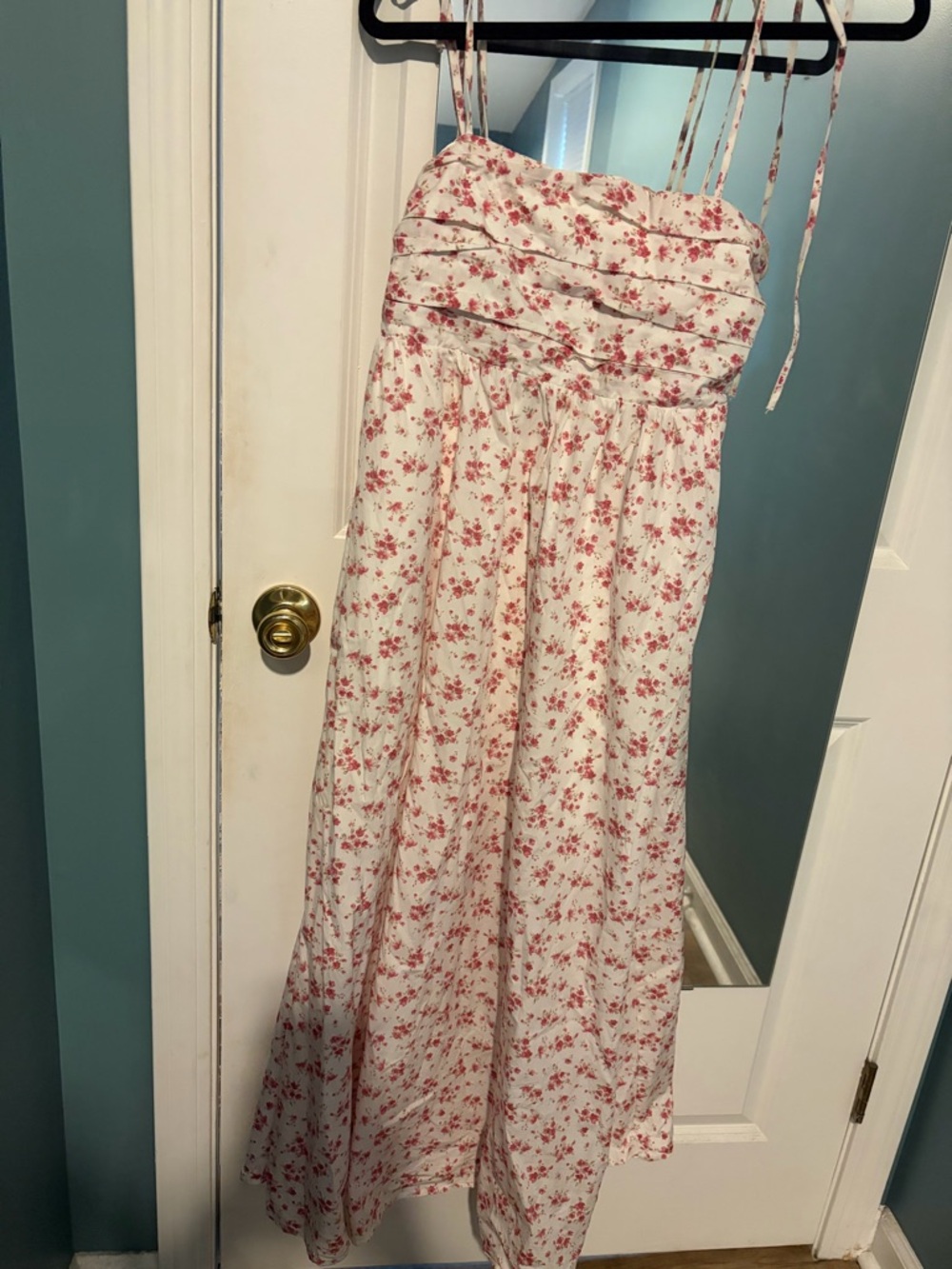 White Maxi Sundress with Pink Floral Print